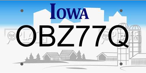 OBZ77Q Iowa License Plate