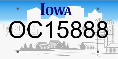 OC15888 Iowa License Plate