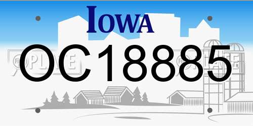 OC18885 Iowa License Plate
