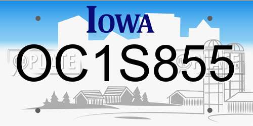 OC1S855 Iowa License Plate