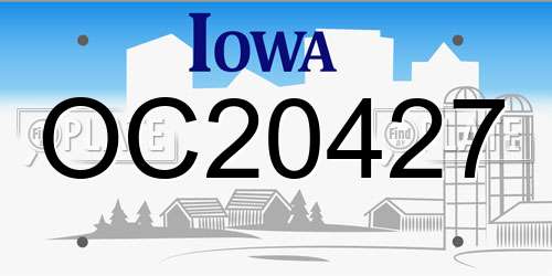 OC20427 Iowa License Plate