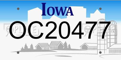 OC20477 Iowa License Plate