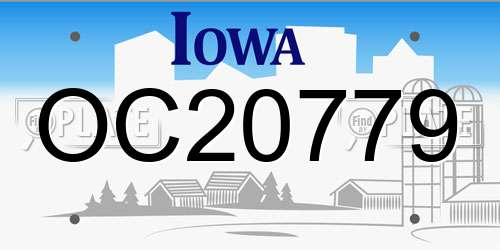 OC20779 Iowa License Plate