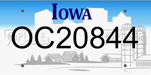 OC20844 Iowa License Plate