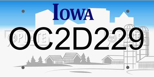 OC2D229 Iowa License Plate