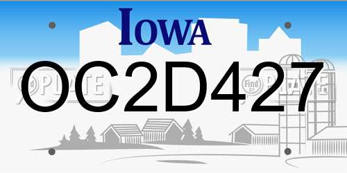OC2D427 Iowa License Plate