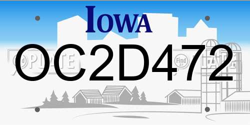 OC2D472 Iowa License Plate