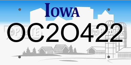 OC2O422 Iowa License Plate