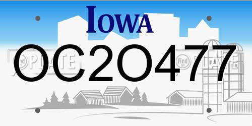 OC2O477 Iowa License Plate