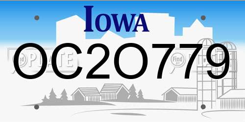 OC2O779 Iowa License Plate