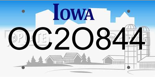 OC2O844 Iowa License Plate
