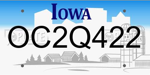 OC2Q422 Iowa License Plate