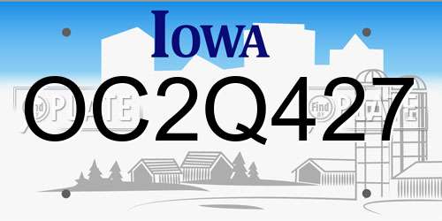 OC2Q427 Iowa License Plate