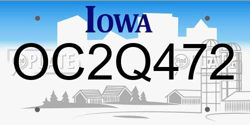 OC2Q472 Iowa License Plate