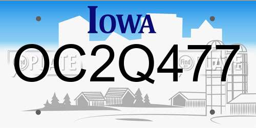 OC2Q477 Iowa License Plate