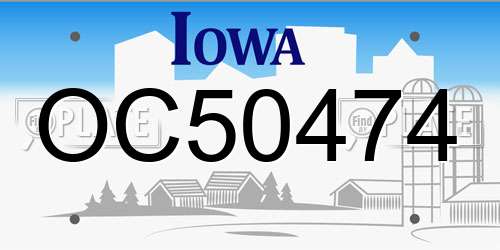 OC50474 Iowa License Plate