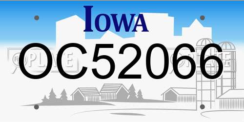 OC52066 Iowa License Plate