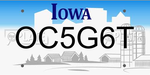 OC5G6T Iowa License Plate