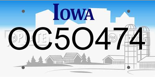 OC5O474 Iowa License Plate