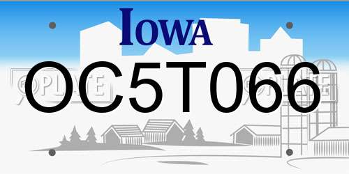 OC5T066 Iowa License Plate