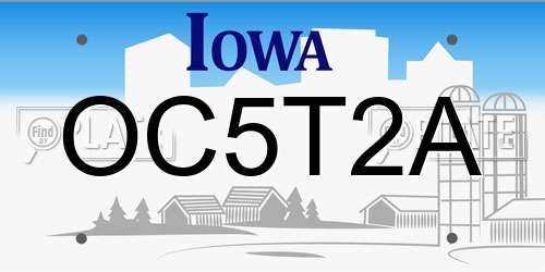 OC5T2A Iowa License Plate
