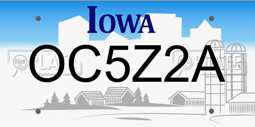 OC5Z2A Iowa License Plate