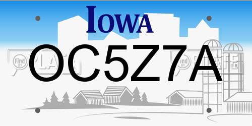 OC5Z7A Iowa License Plate