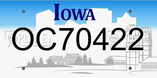 OC70422 Iowa License Plate