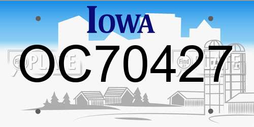 OC70427 Iowa License Plate