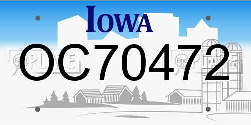 OC70472 Iowa License Plate