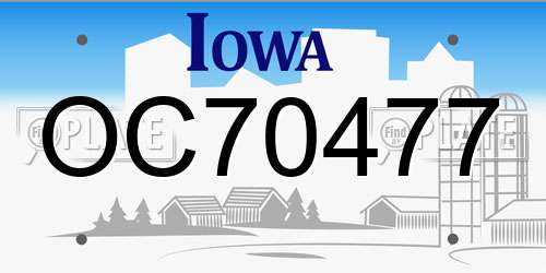OC70477 Iowa License Plate