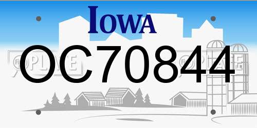 OC70844 Iowa License Plate
