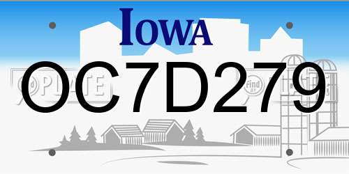 OC7D279 Iowa License Plate