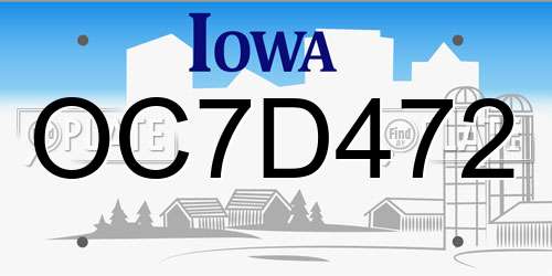 OC7D472 Iowa License Plate