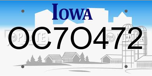 OC7O472 Iowa License Plate