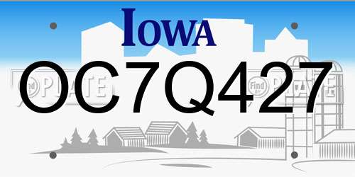 OC7Q427 Iowa License Plate