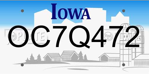 OC7Q472 Iowa License Plate