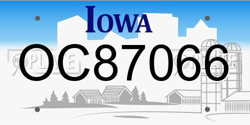 OC87066 Iowa License Plate