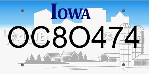 OC8O474 Iowa License Plate