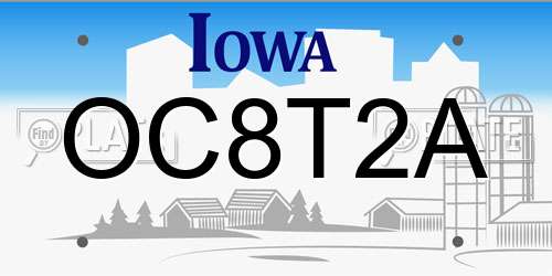 OC8T2A Iowa License Plate