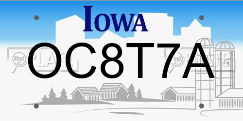OC8T7A Iowa License Plate