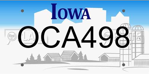 OCA498 Iowa License Plate