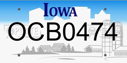 OCB0474 Iowa License Plate