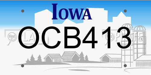 OCB413 Iowa License Plate