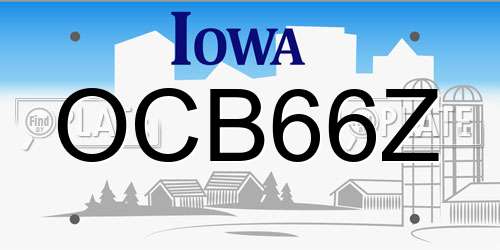 OCB66Z Iowa License Plate