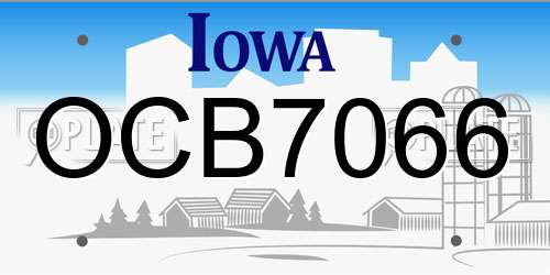 OCB7066 Iowa License Plate