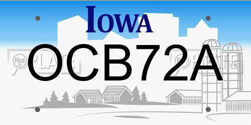 OCB72A Iowa License Plate