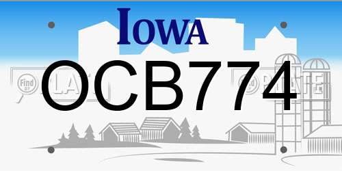 OCB774 Iowa License Plate