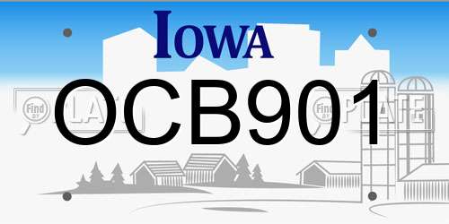 OCB901 Iowa License Plate