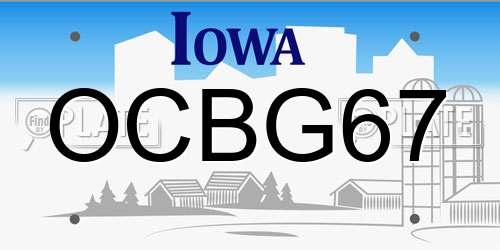 OCBG67 Iowa License Plate